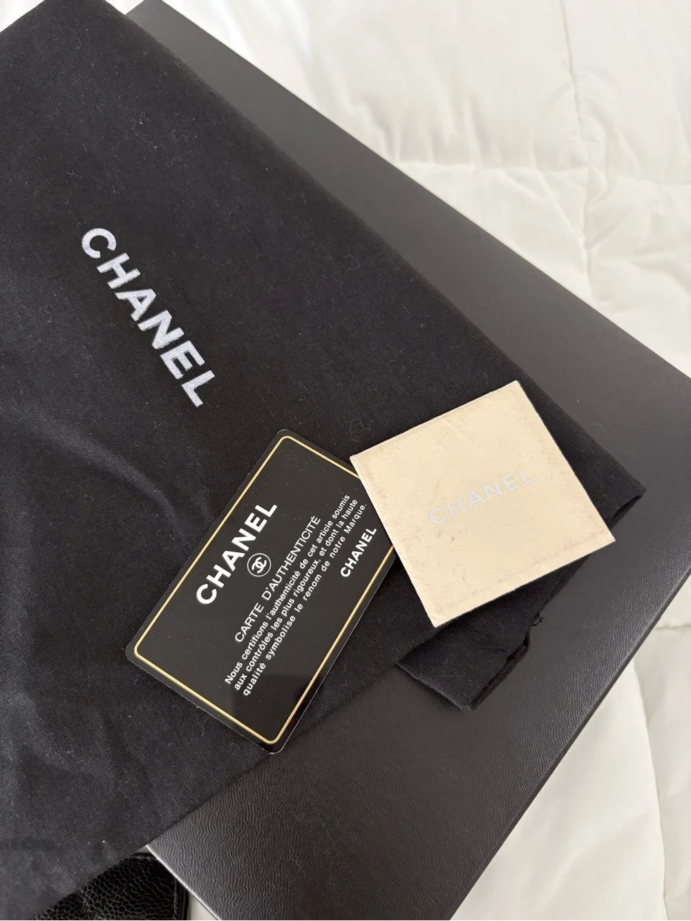 CHANEL Black Caviar Quilted Clutch Pochette A65738 12A Full Set - Picture 7 of 12